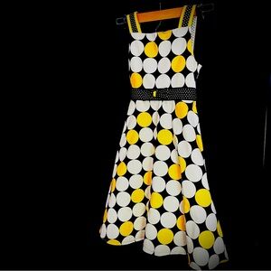 Rare Editions White and Yellow Fit and Flare Sundress
